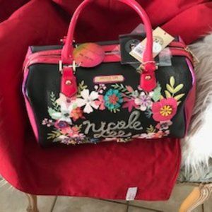 Nicole Lee Black Flower Tote